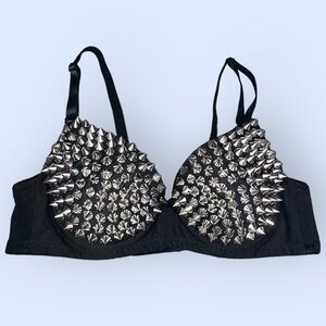 2000s Black Spiked Bra